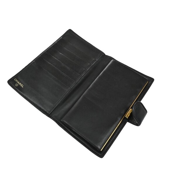 CHANEL CC Logo Bifold Long Wallet Grained Calfskin Leather Black GHW 34RF400 - Picture 9 of 15